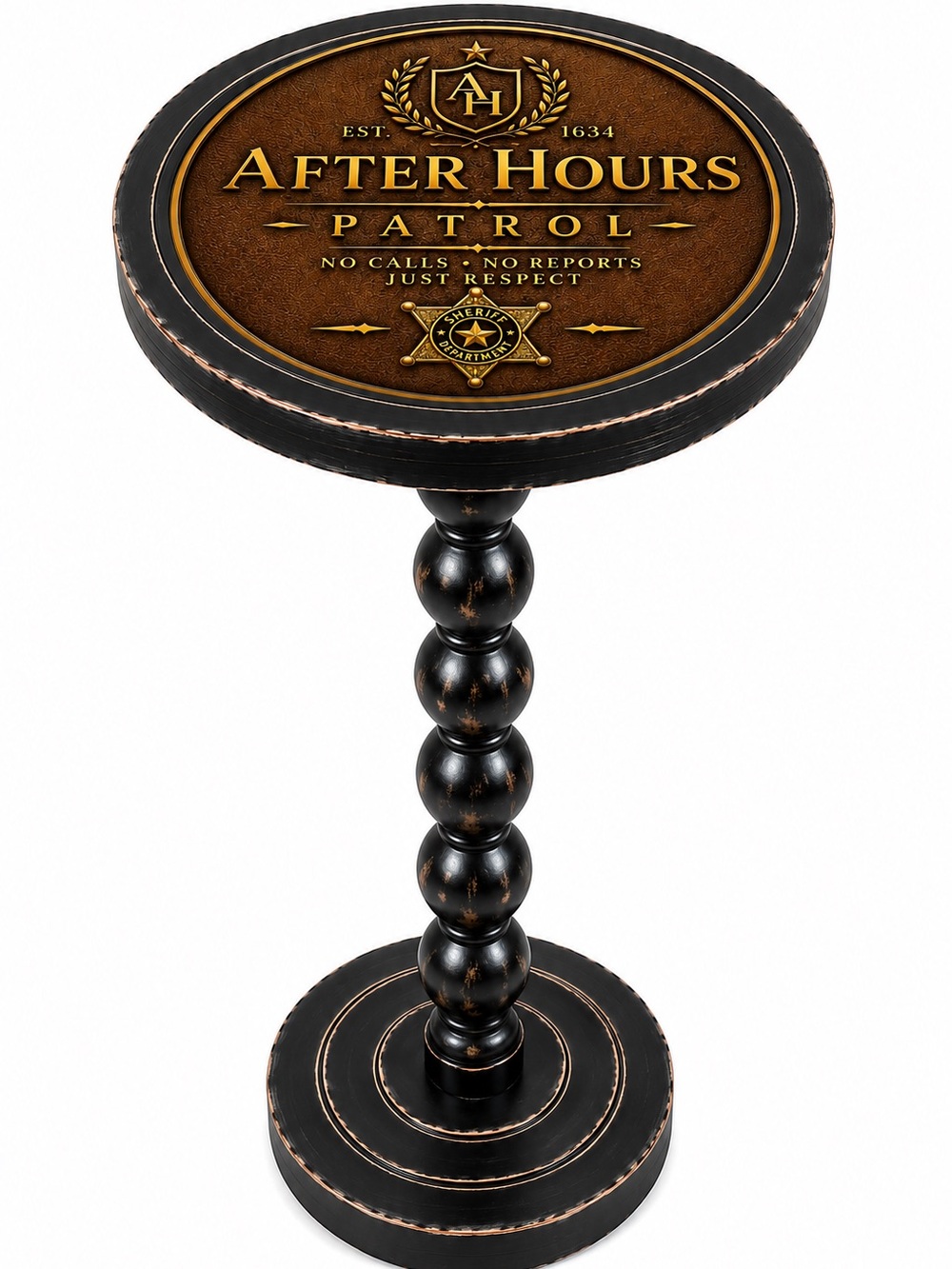 3 Day Sale! After Hours Sheriff Patrol Accent Table - Sheriff Deputy Drink Table